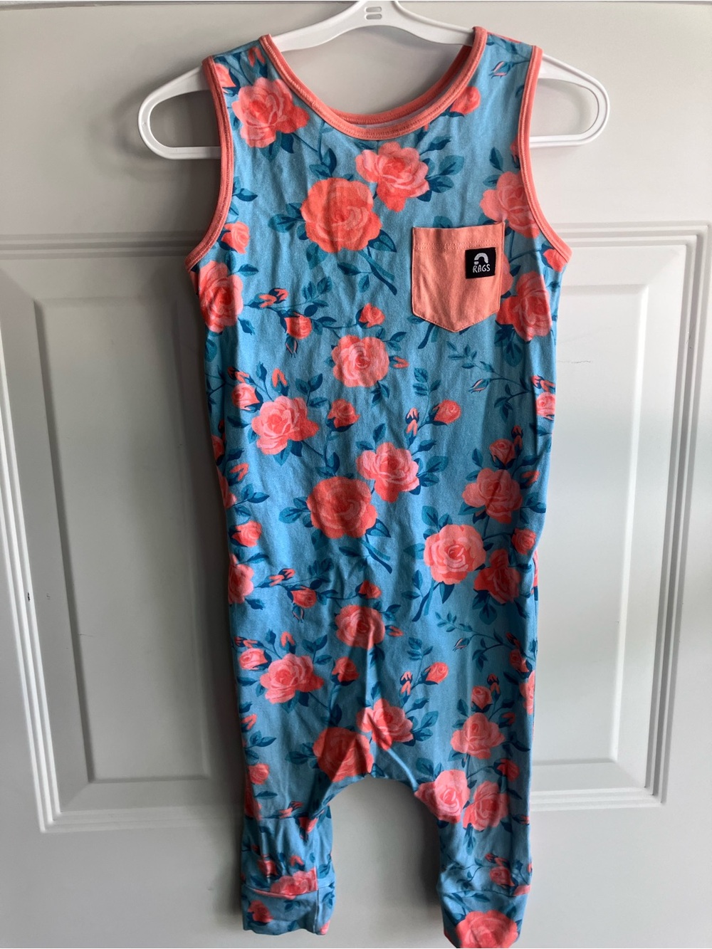 Rags floral romper pink blue 3T 4T